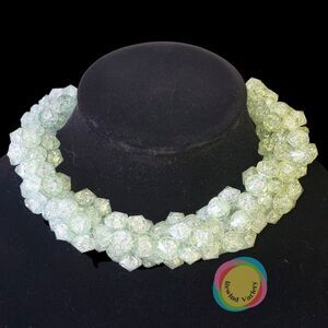 Vintage 90s Chunky Ice Bead Statement Necklace Seafoam